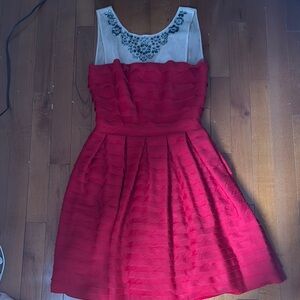 BCBGMaxAzria Red and Cream Dress